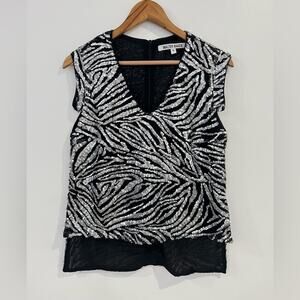 Walter Baker Zebra Print Sequin Hi Low Blouse Small